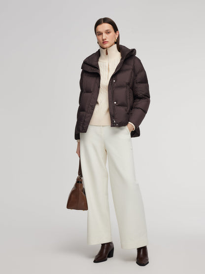 Cocoon Windproof Zip-Up Hooded Goose Down Jacket