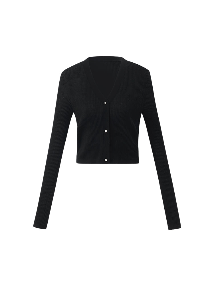 Tencel-Silk Blend Knitted V-Neck Women Cardigan