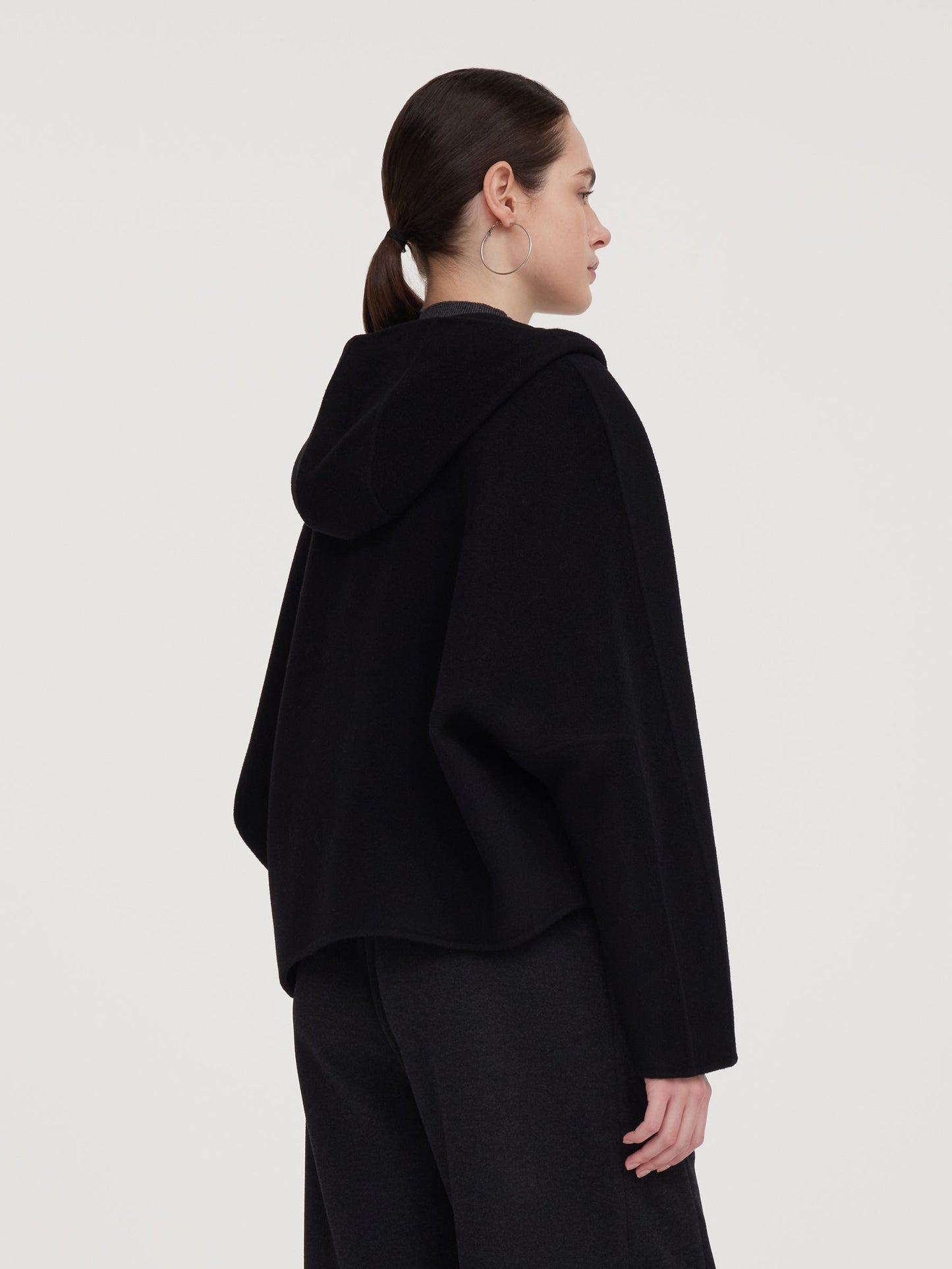 Tencel Wool Blend Double-Faced Hooded Women Jacket
