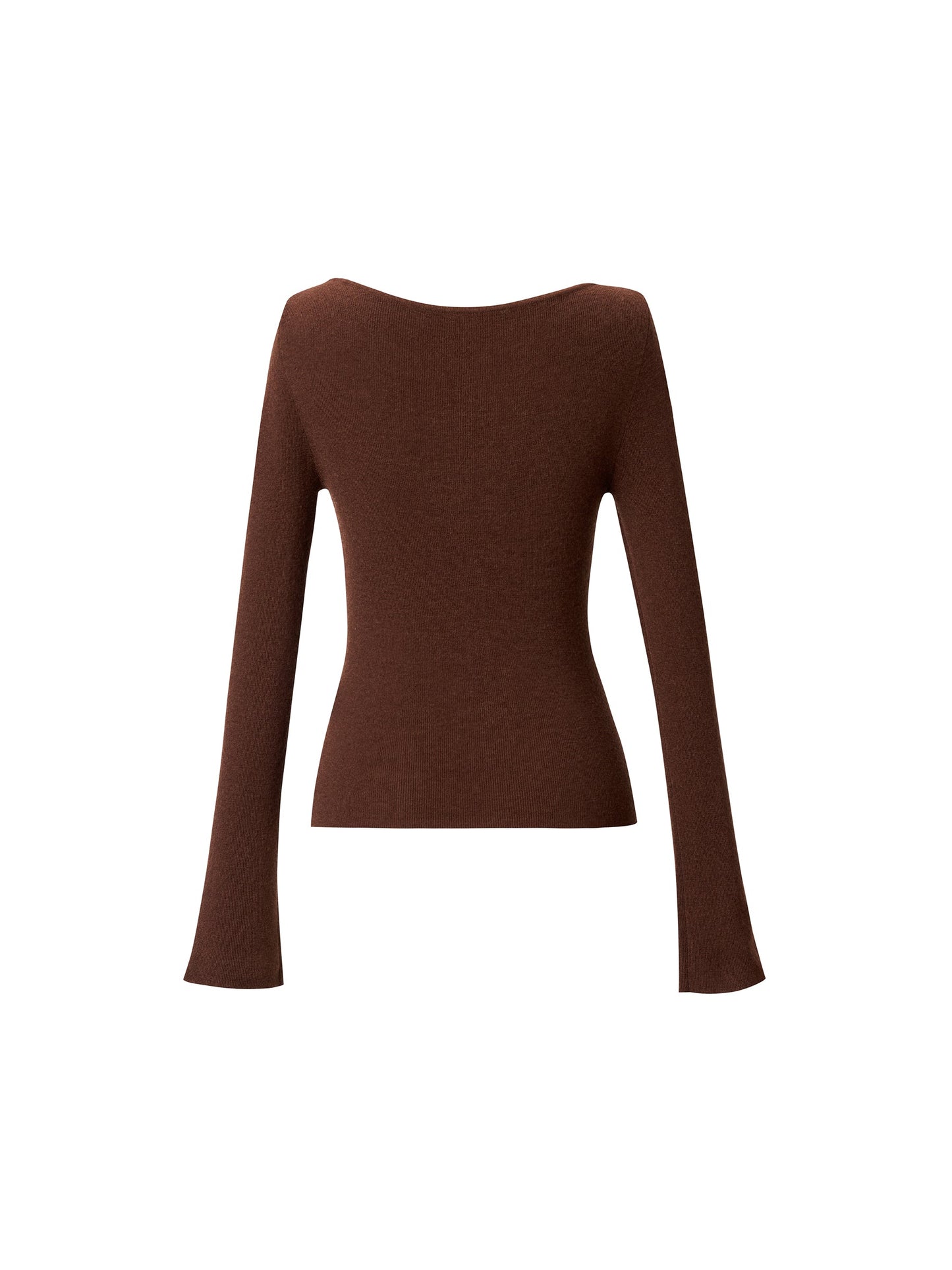 [Preview] Wool Blend Boat Neck Women Knit Top With GO Letter Clip