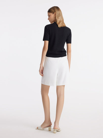 V-Neck Drawstring Lapel Knitted Women Top