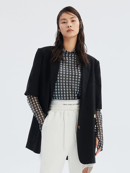 Worsted Wool Short Sleeve Women Blazer