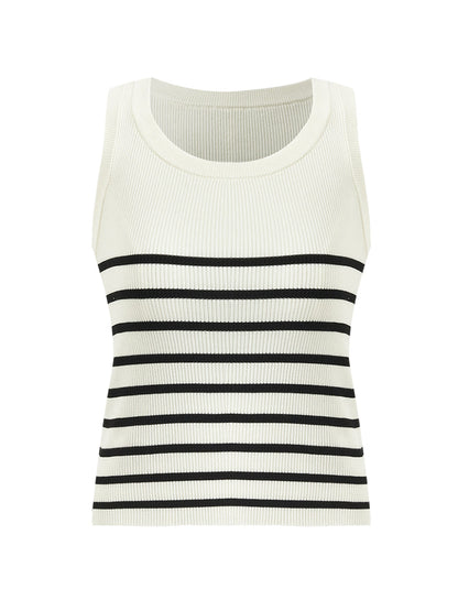 Acetate Cotton Knitted Striped Tank Top