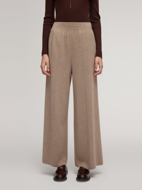 Cashmere Wool Blend Straight Wide Leg Women Pants