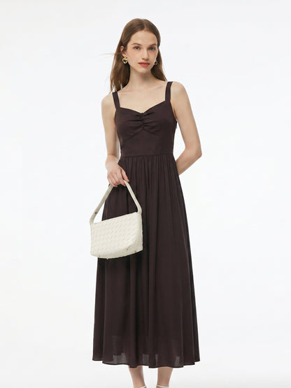 Cotton Sleeveless Women Maxi Dress With Detachable Chest Pads And Floral Choker