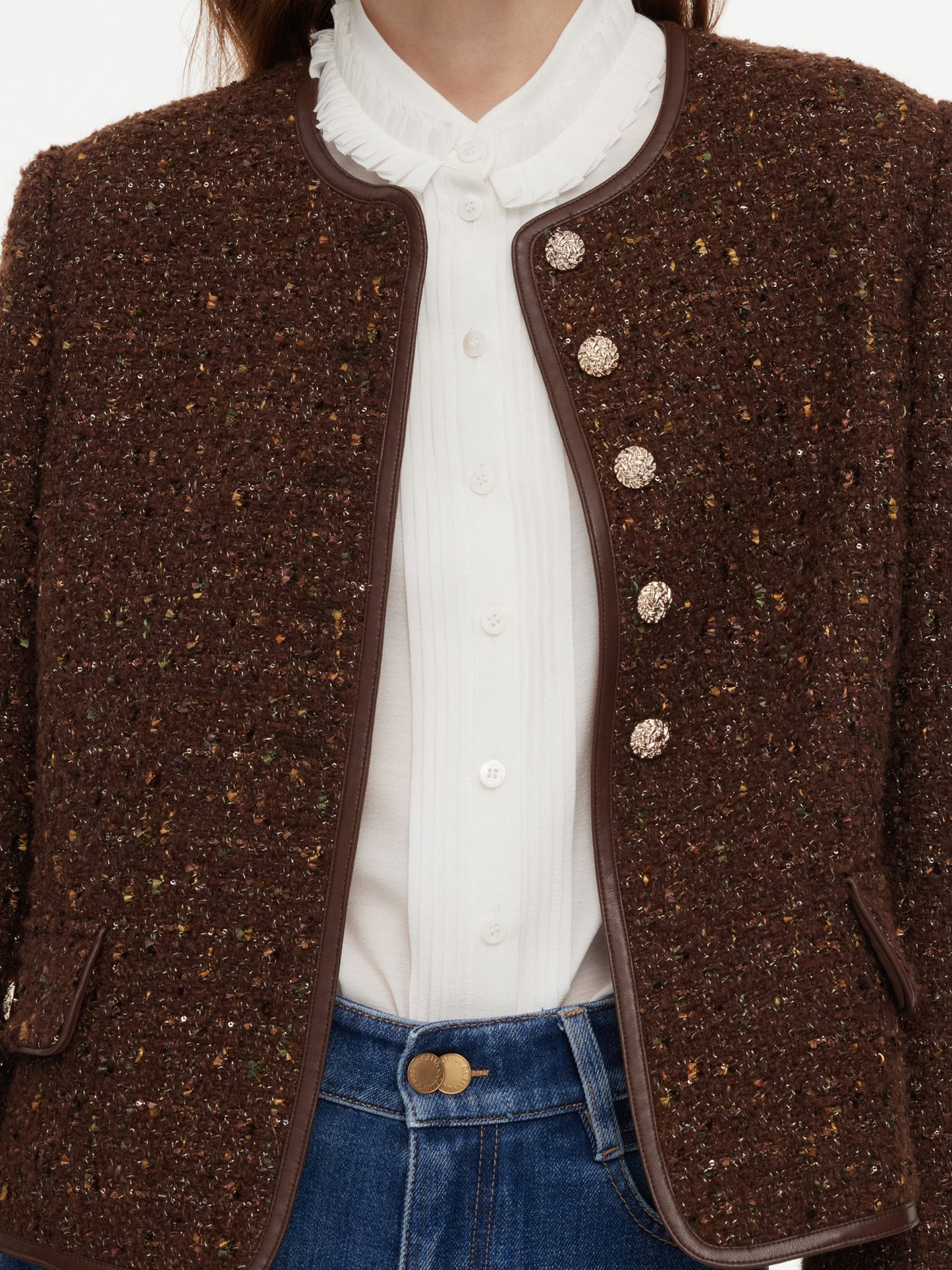 [Preview] Wool Blend Tweed Sequins Women Jacket