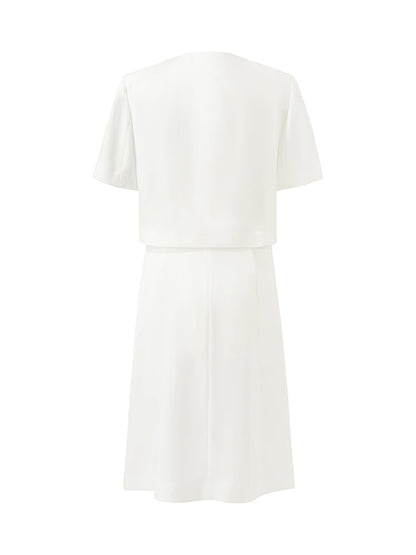 Triacetate Faux-Layered Single-Breasted Women Mini Dress