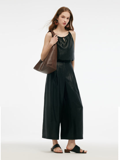 16MM Xiang Yun Silk Women Wide Leg Ankle Length Pants