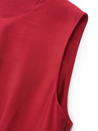 Tencel Blend Ruffle Women Sleeveless Tiered Maxi Dress