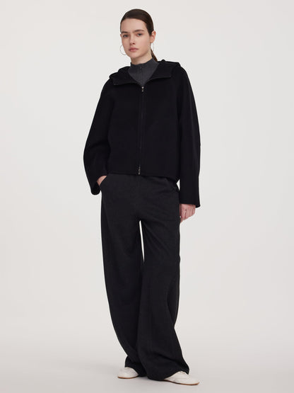 Tencel Wool Blend Double-Faced Hooded Women Jacket