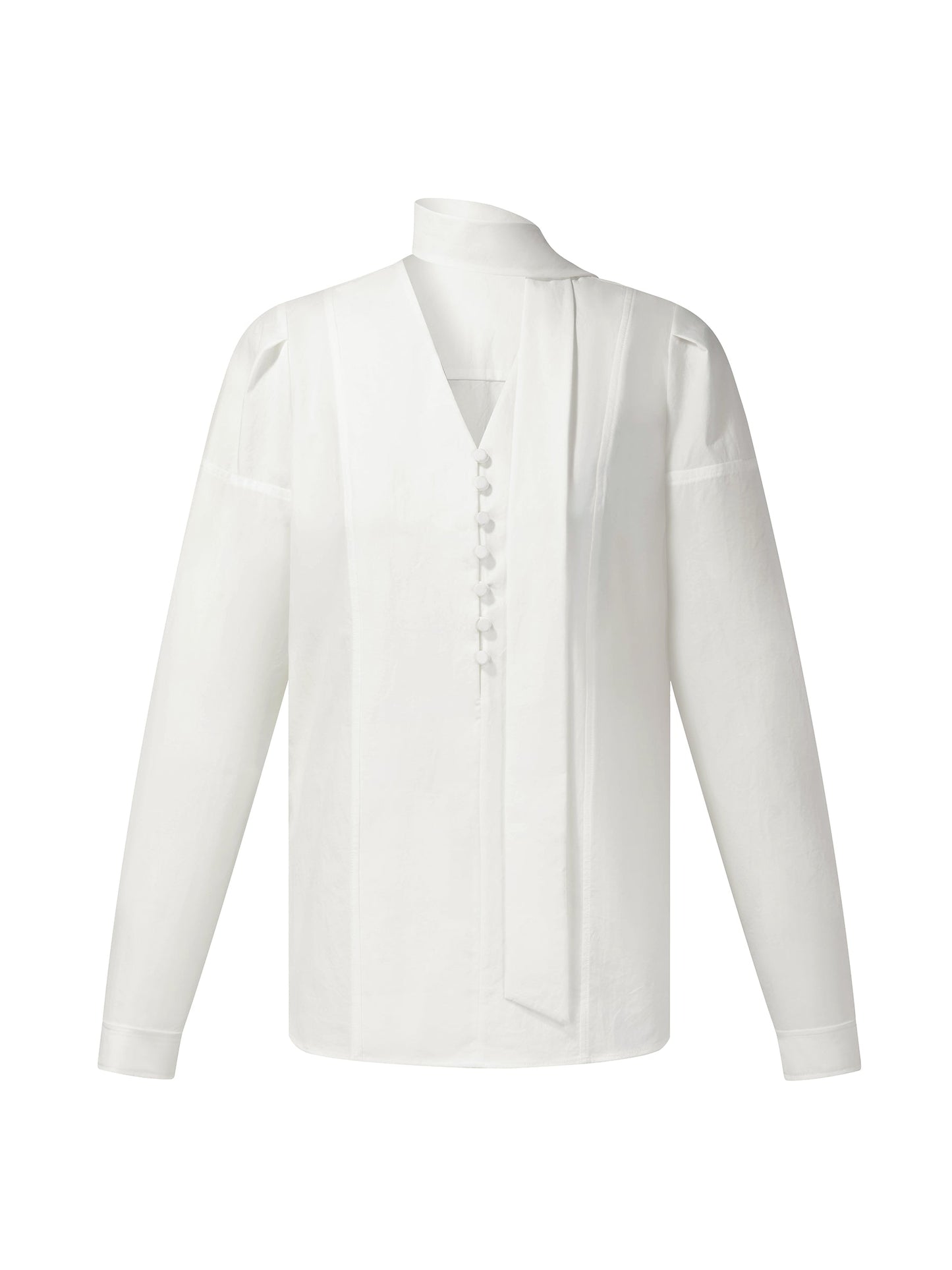 [Preview] V-Neck Long Sleeve Women Blouse With Ribbon