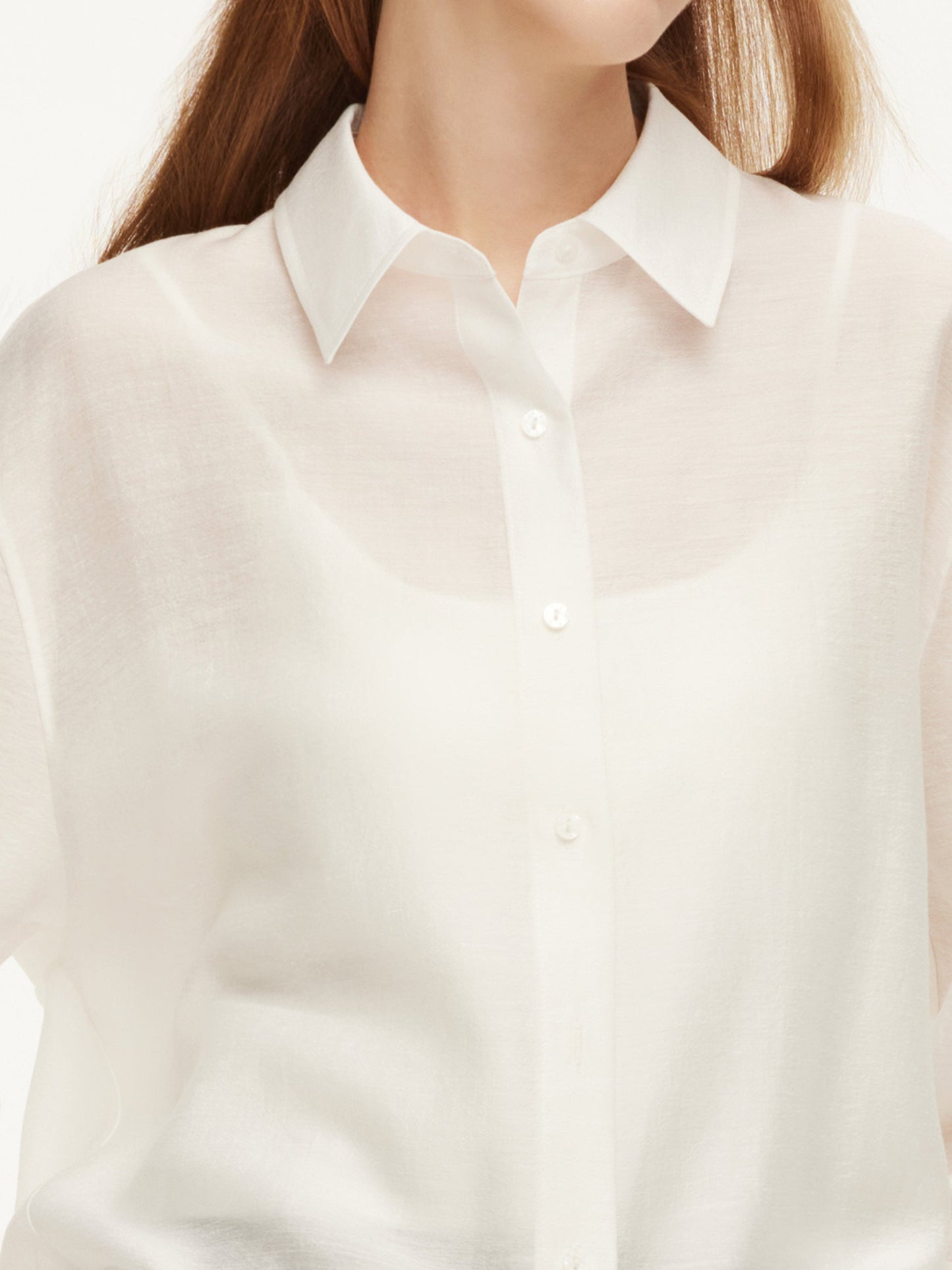 Tencel Acetate Linen Blend Women Sheer Oversized Shirt & Camisole Two-Piece Set