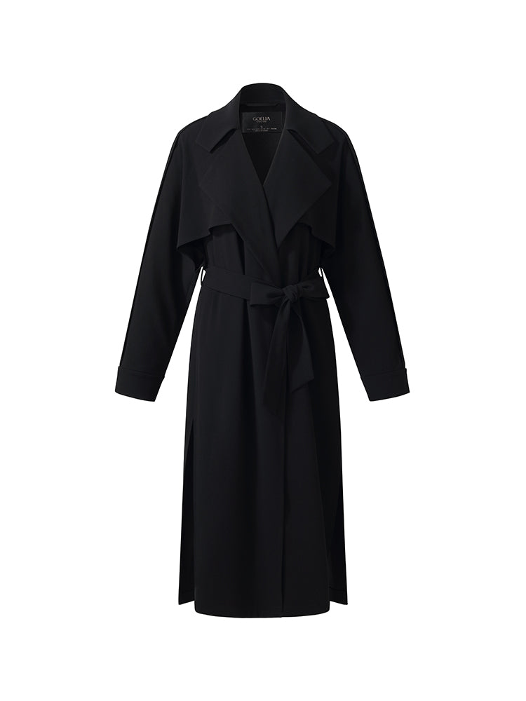 Triacetate Magnetic Button Cuffs Women Trench Coat With Belt
