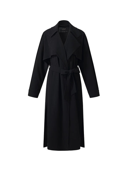 Triacetate Magnetic Button Cuffs Women Trench Coat With Belt