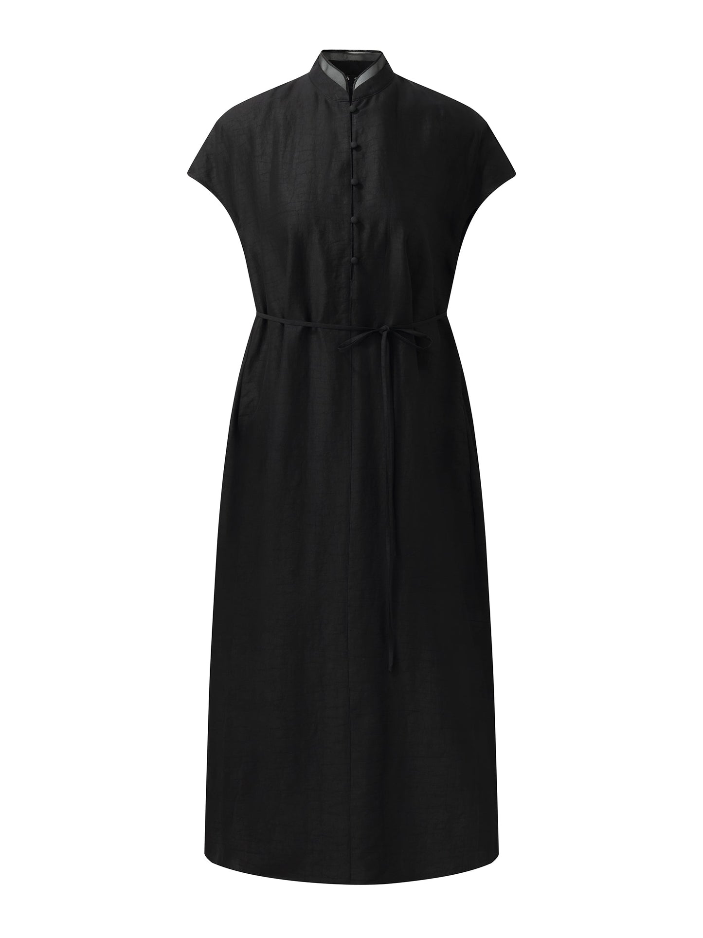 18MM Xiang Yun Silk A-Line Women Self-Tie Belt Midi Dress