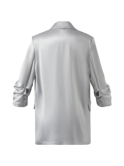 Acetate 3/4 Ruched Sleeves Women Blazer
