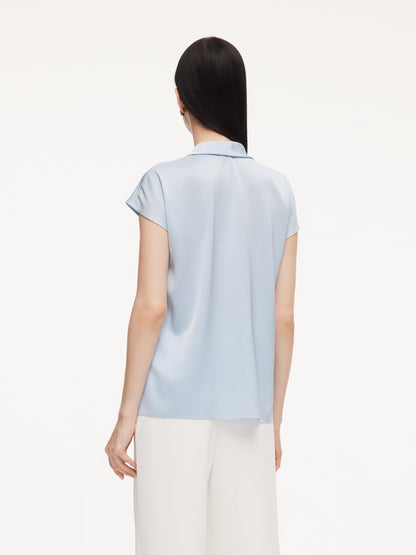 22MM Mulberry Silk Tie Neck Women Blouse