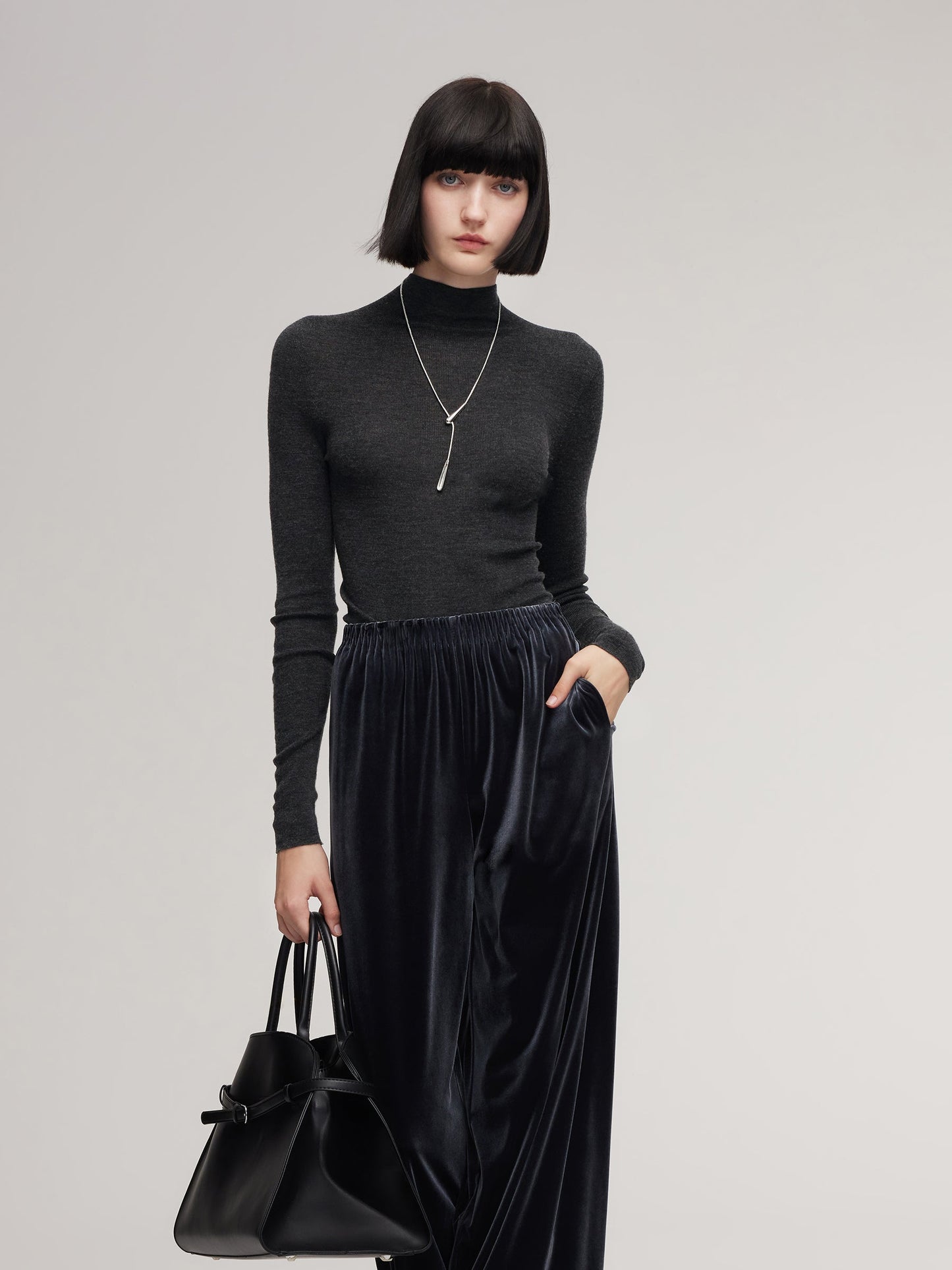 Cashmere Mulberry Silk Tencel Blend Women Knit Top