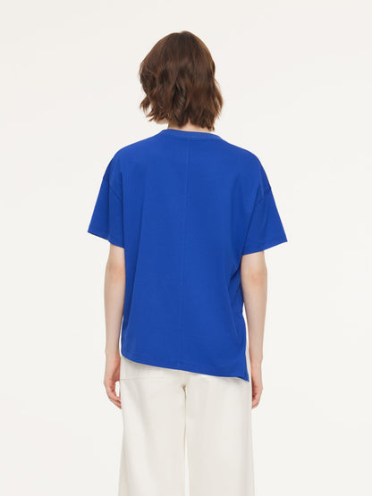 Asymmetrical Hem Heart Decorated Women T-Shirt