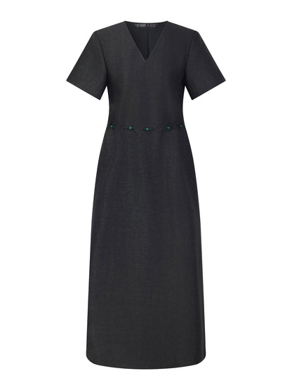 18MM Gambiered Canton Gauze Women Agate-Inspired Belted Maxi Dress