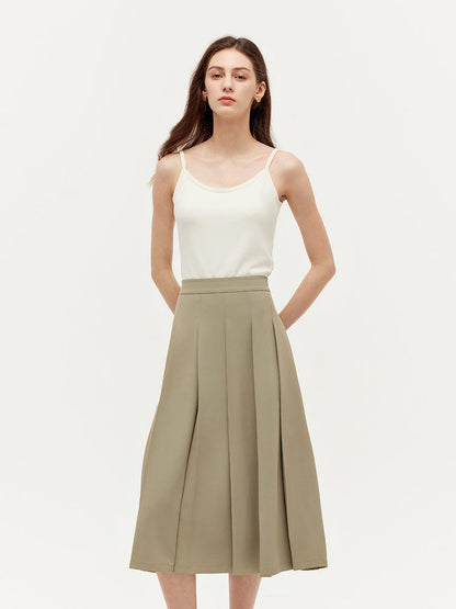 Crop Blazer And Camisole And Pleated Midi Skirt Three-Piece Set