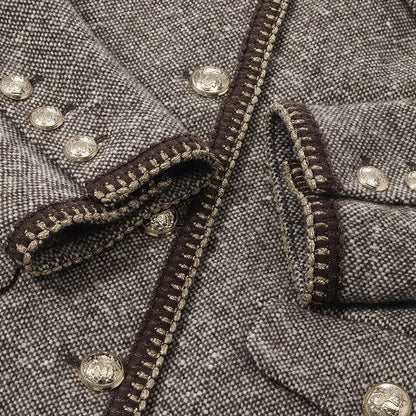 Brown Wool Single-Breasted Women Jacket