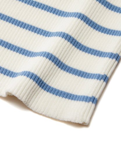 Lyocell Blend Stripe Square Neck Women Knit Top