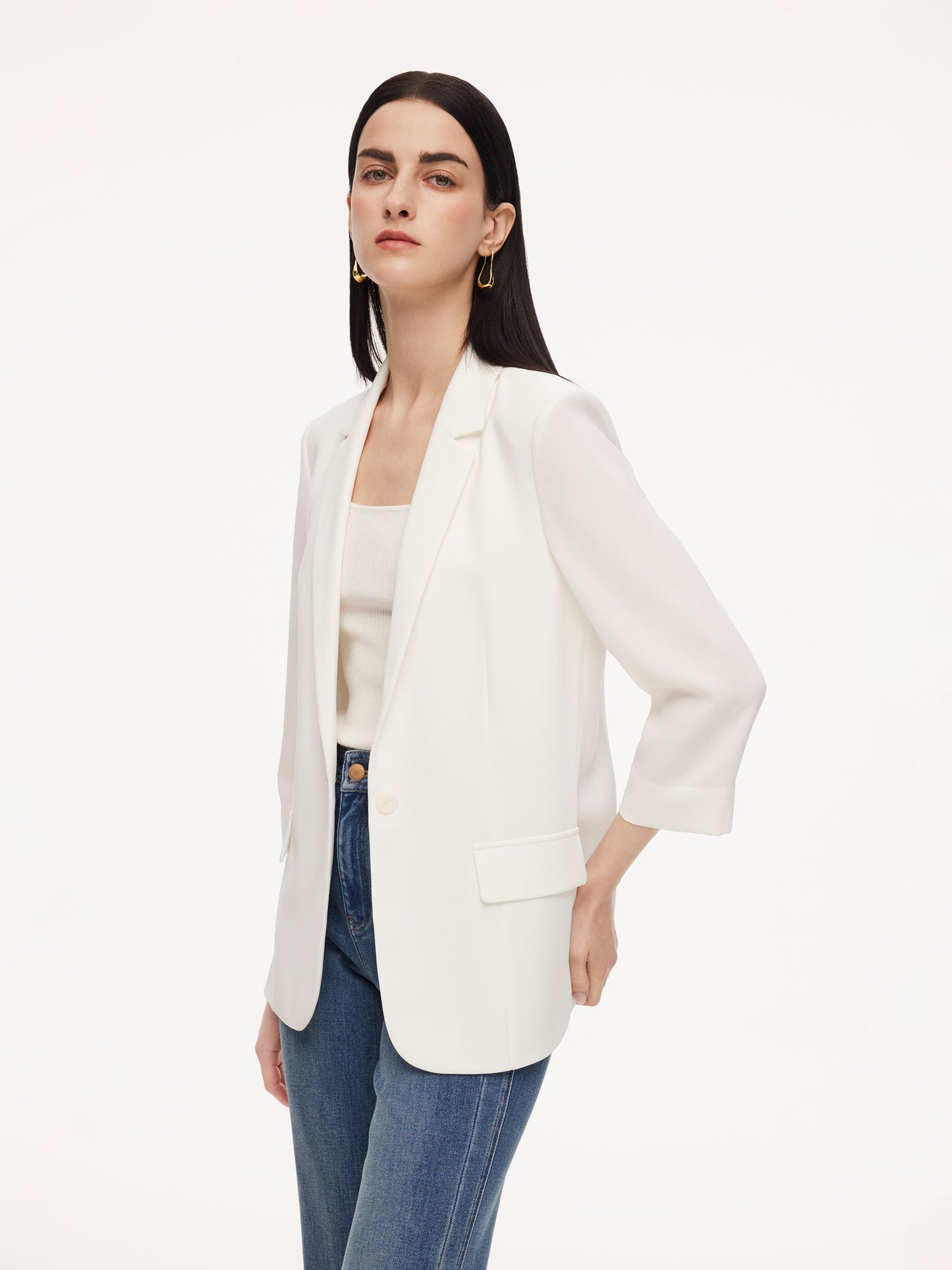 Acetate Blend Slim Fit Women Blazer