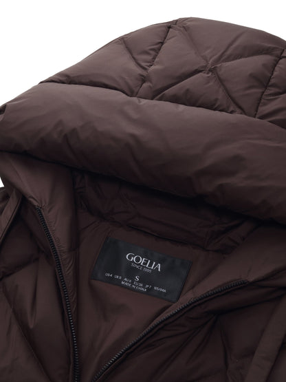 Diamond Quilted Hooded Unisex Long Goose Down Coat