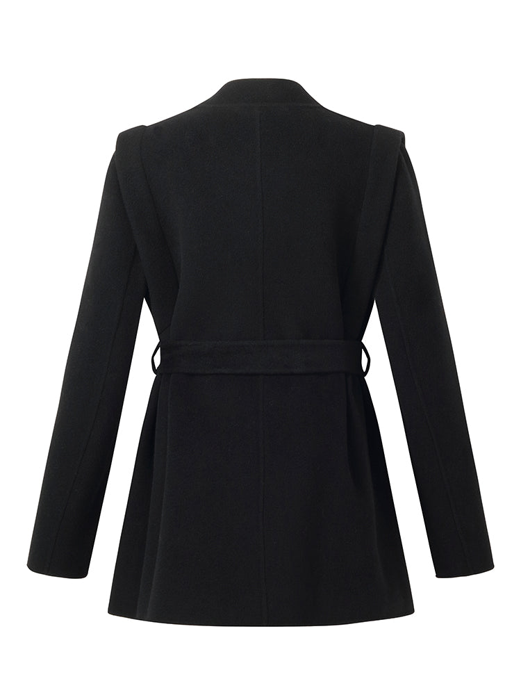 Tencel Wool Women Mid-Length Wrap Coat