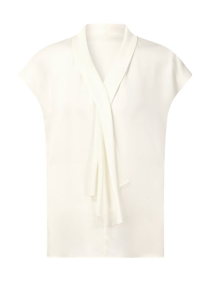 22MM Mulberry Silk Tie Neck Women Blouse