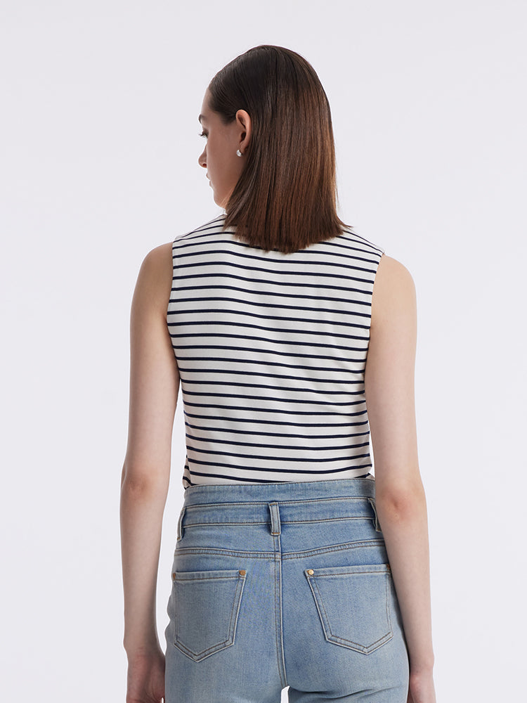 Striped Knitted Camisole With Detachable Chest Pads