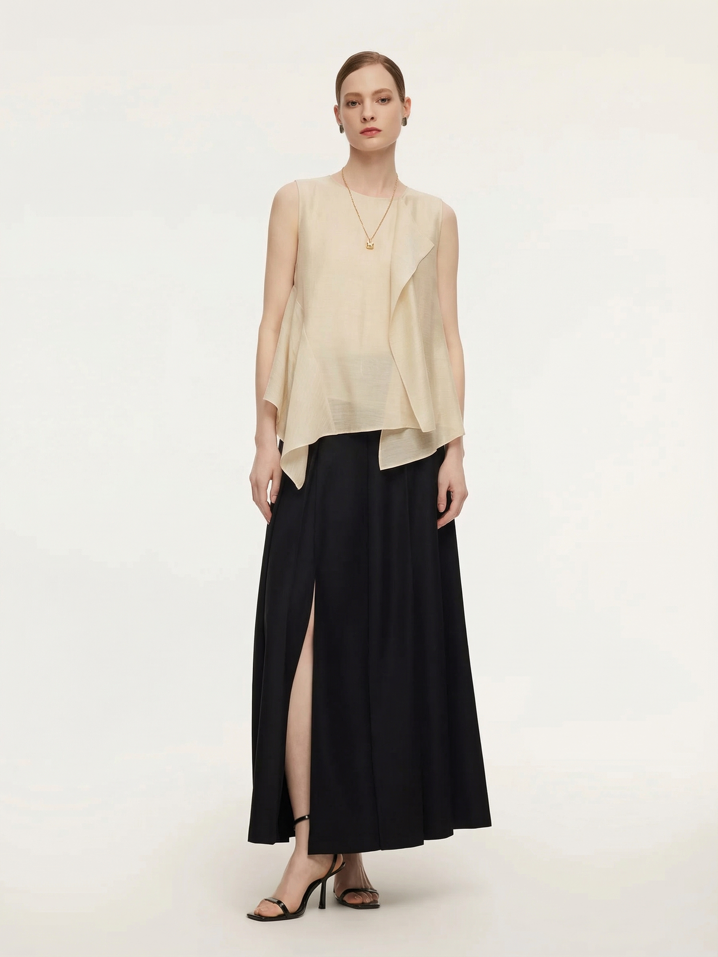 Lyocell Blend Ruffle-Detailing Women Tank Top