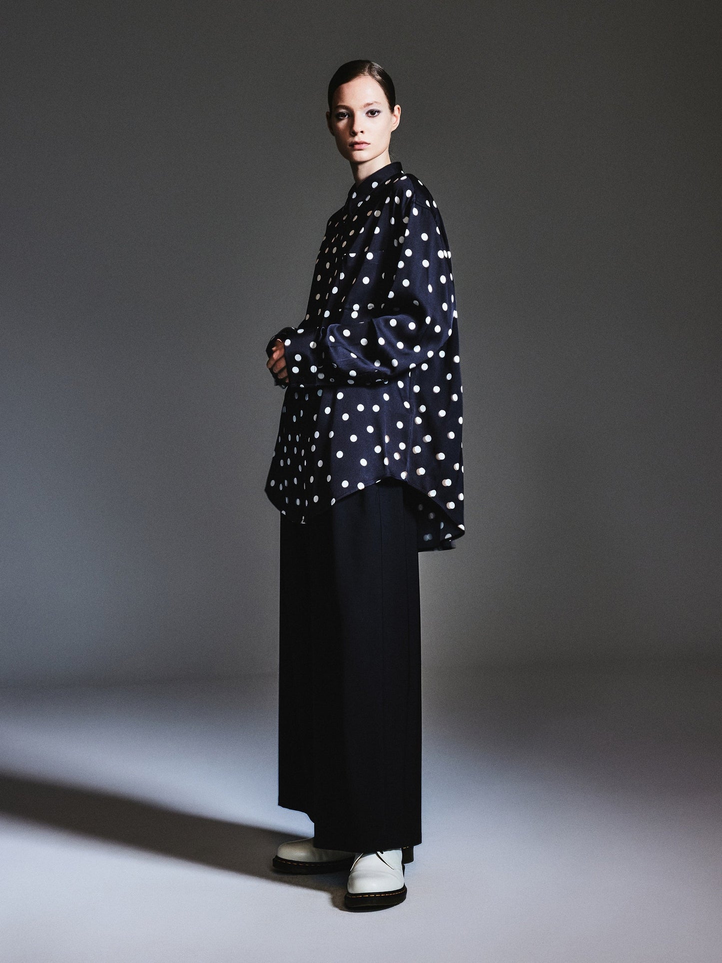 22MM Mulberry Silk Polka Dots H-Line Unisex Shirt