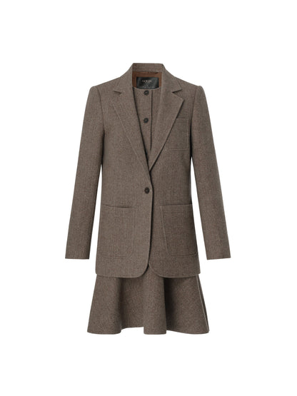 Washable Wool Blazer And Sleeveless Mini Dress Two-Piece Set