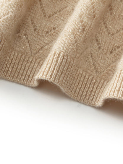 Beige Cashmere Sequins Women Sweater
