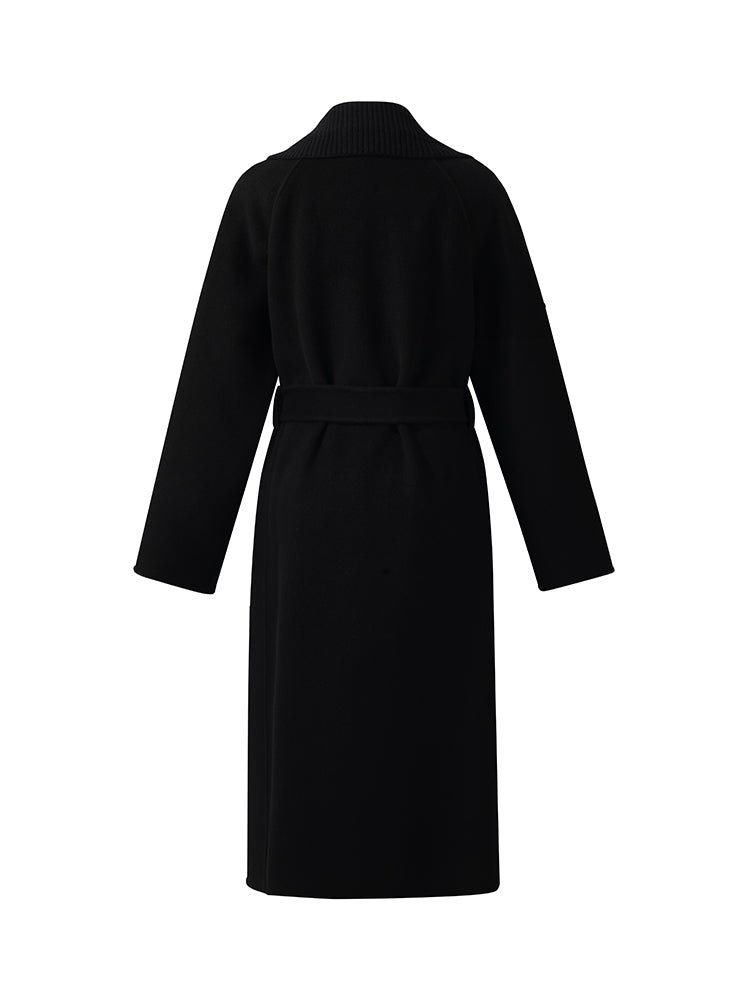 Cashmere And Wool Women Wrap Coat With Detachable Zipper