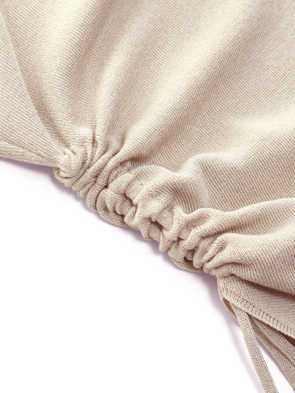 Lyocell Blend Side Drawstring Women Asymmetric Knit Top