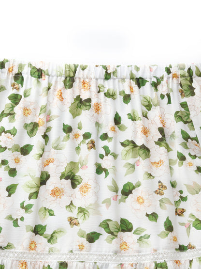 Acetate Blend Floral Print Women Tiered Skirt