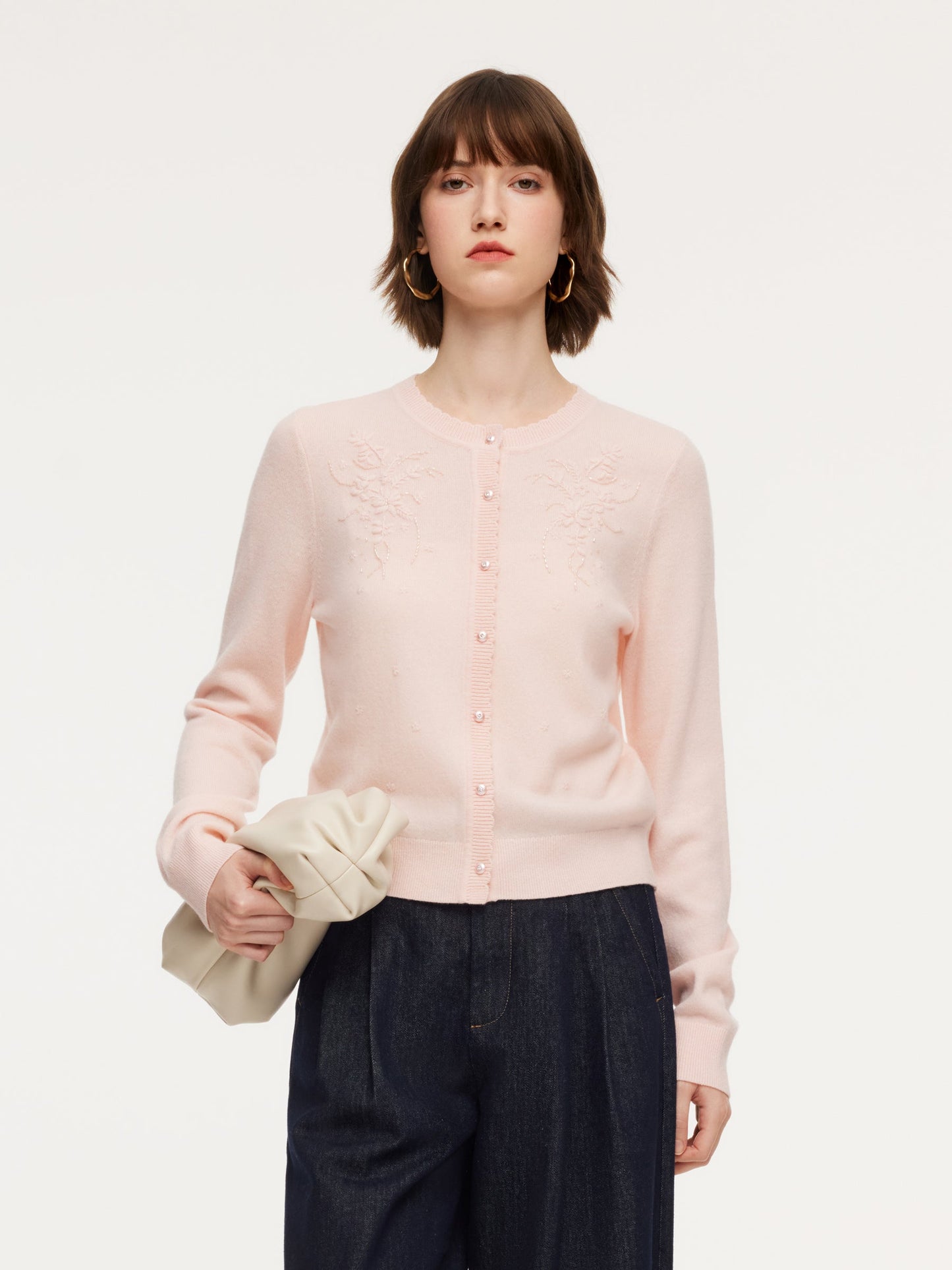100% Wool Embroidered Women Cardigan