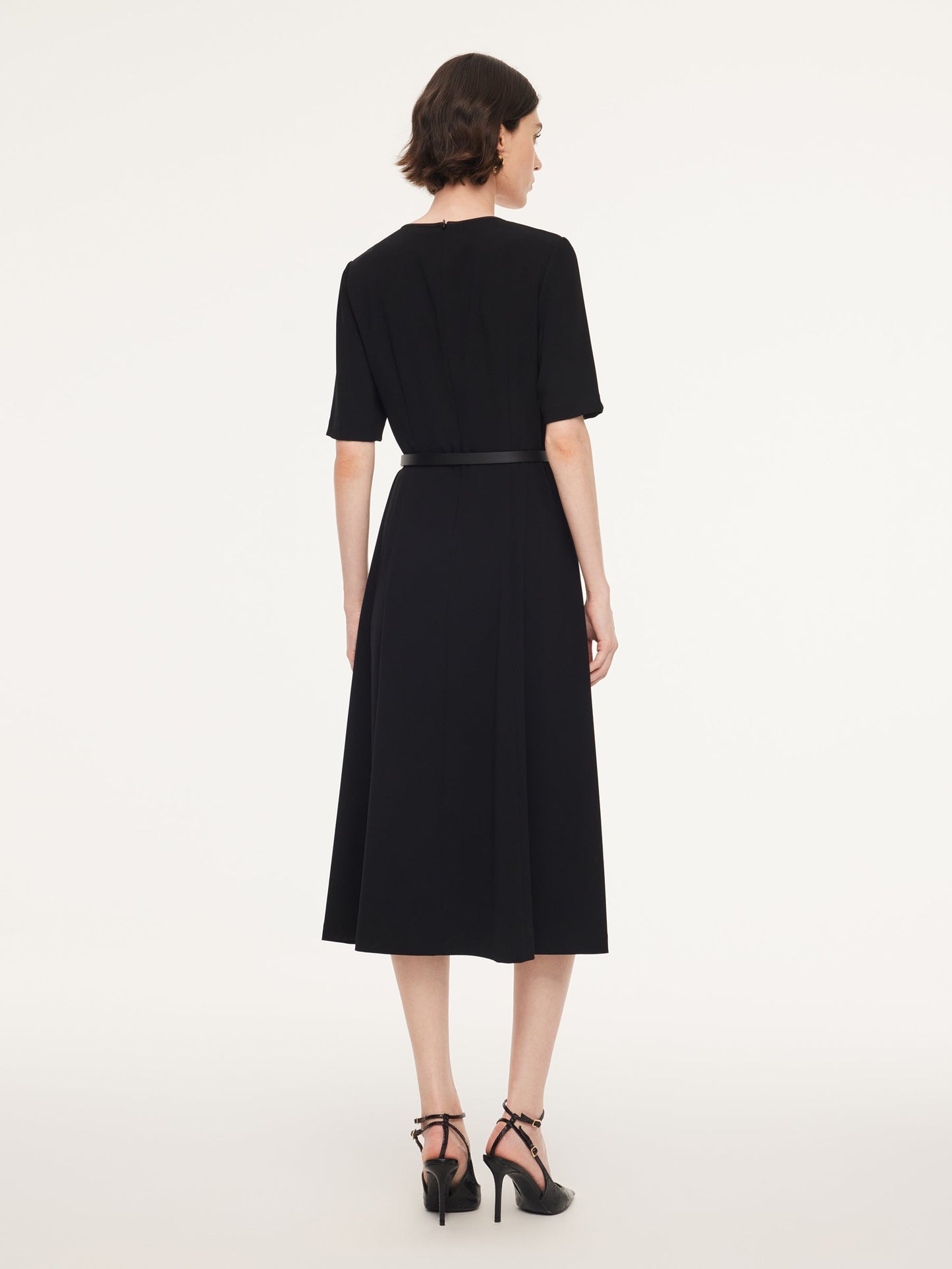 Triacetate Blend Women Midi Dress With Belt