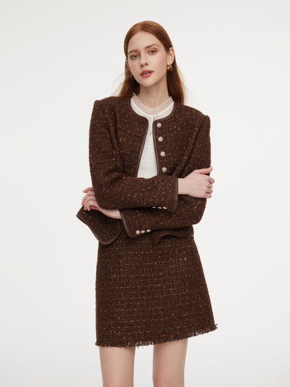 [Preview] Wool Blend Tweed Sequins Women Jacket