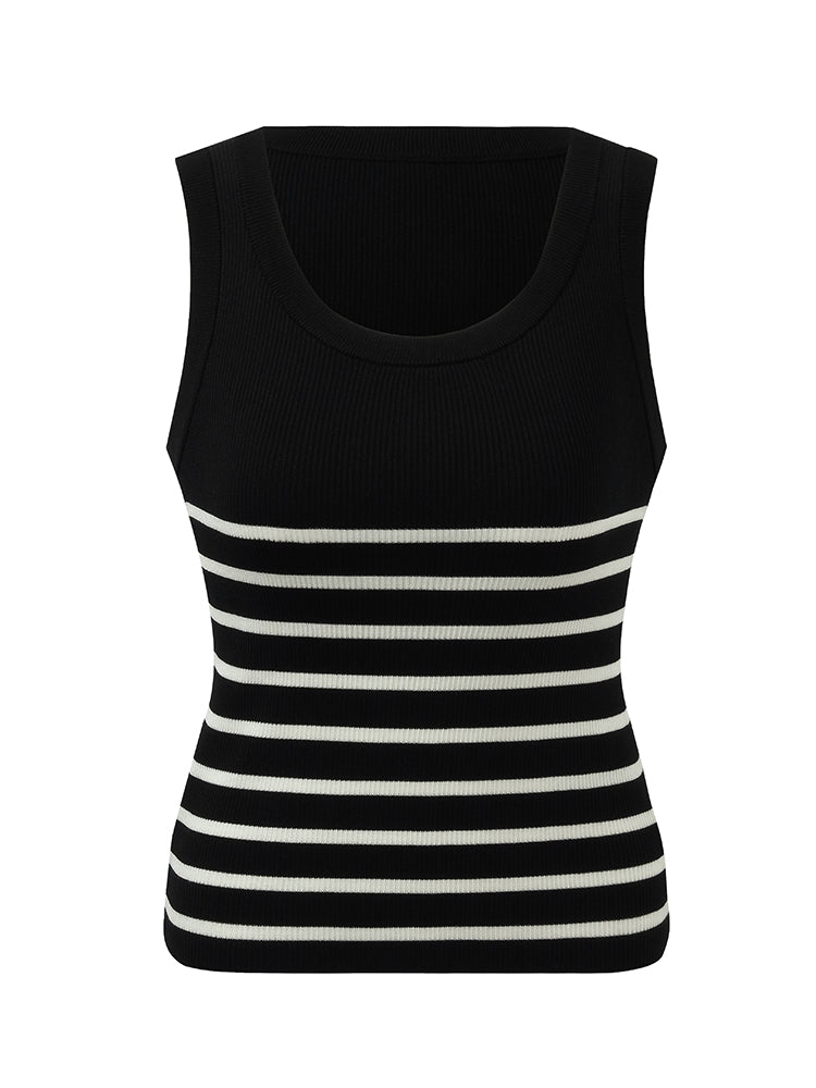 Acetate Cotton Knitted Striped Tank Top