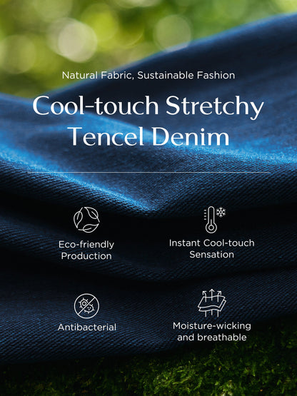 Lyocell Blend Denim V-Neck Women Sleeveless Midi Dress