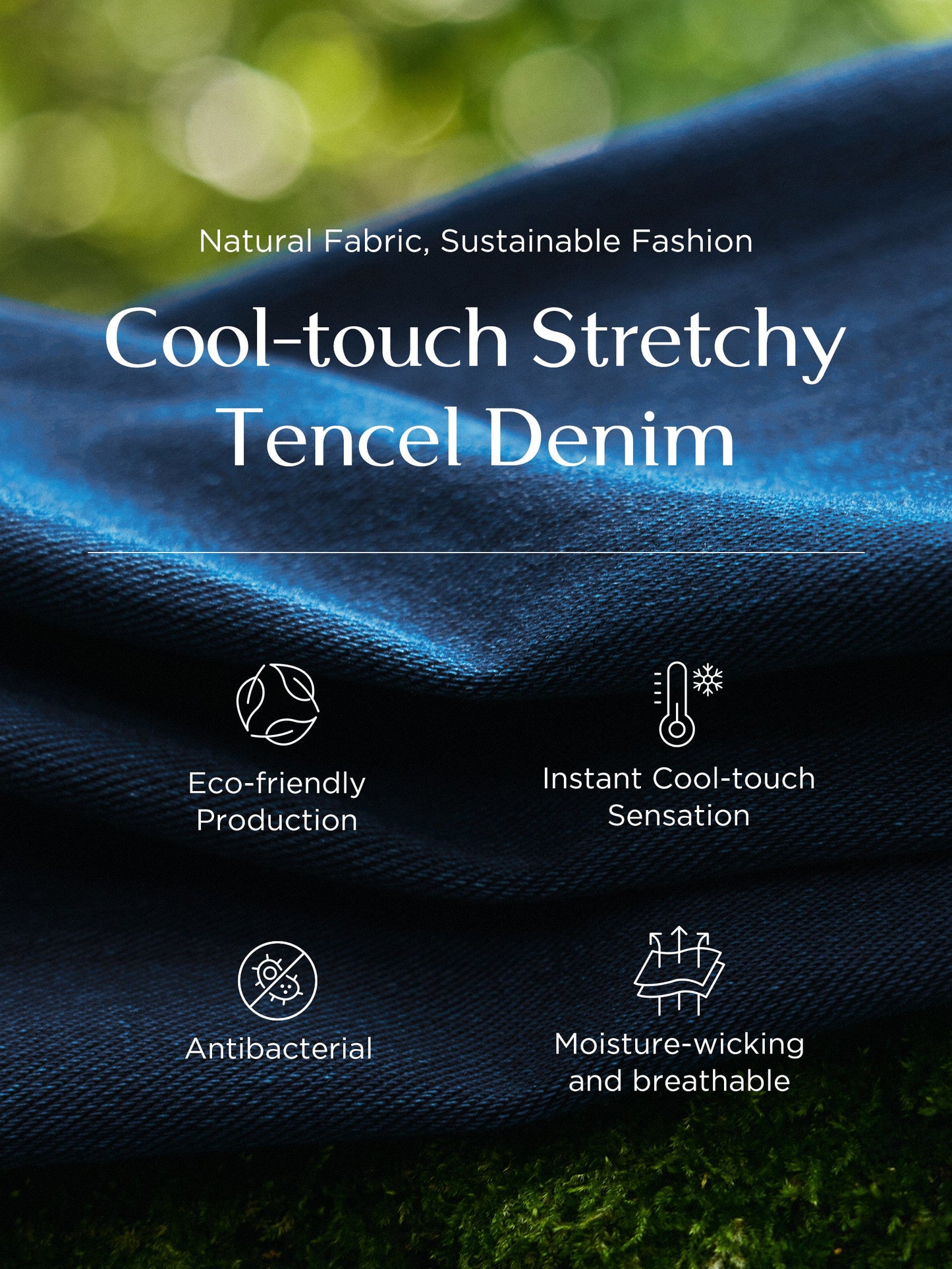 Tencel Blend Denim Side Twist Women Qipao Midi Dress