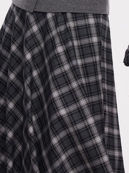 Plaid Women A-Line Skirt With Scrunchie