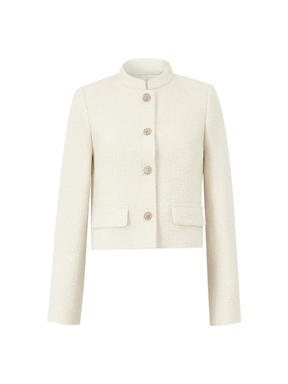 Goelia Women's Wool Blend Stand Collar Single-Breasted Women Jacket For Work And Daily