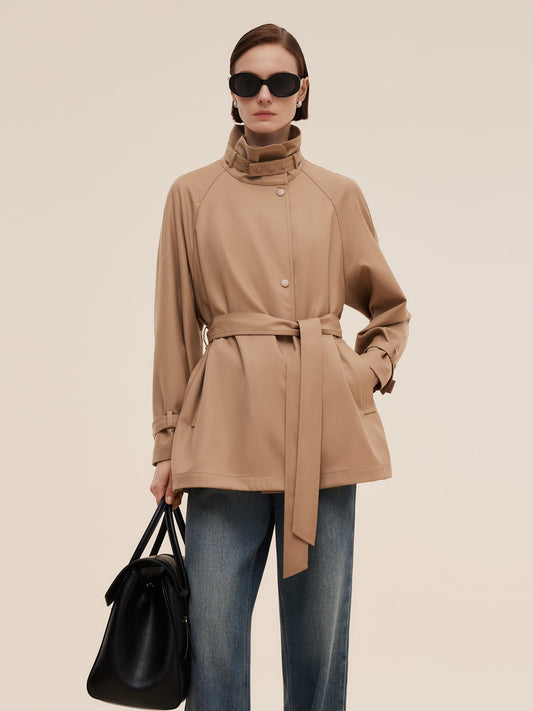 100% Worsted Wool Women Trench Coat