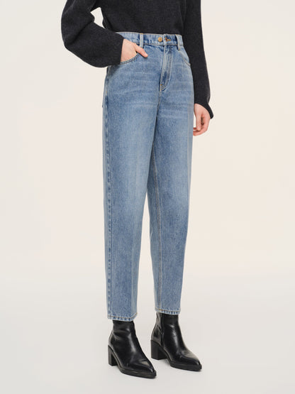100% Cotton Denim Women Tapered Ankle Jeans