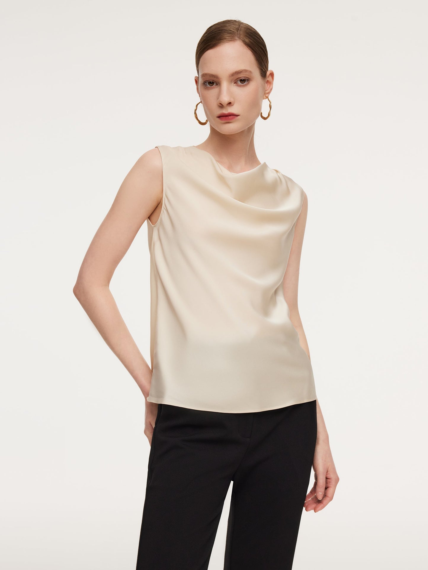 22MM Mulberry Silk Cowl Neck Women Tank Top